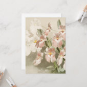 White Orchids Flower Old Illustration Kaart (Voorkant / Achterkant in situ)