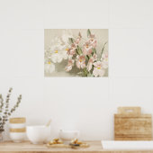 White Orchids Flower Old Illustration Poster (Keuken)