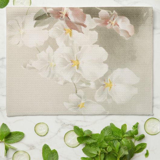 White Orchids Flower  Old Illustration Theedoek (Gevouwen)