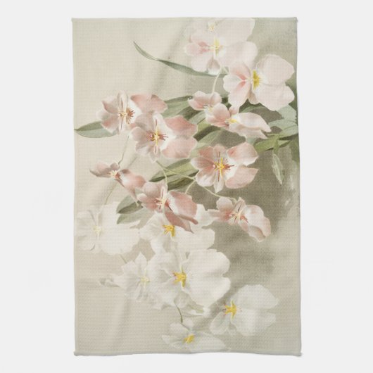 White Orchids Flower  Old Illustration Theedoek (Verticaal)