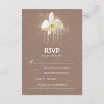 White Orchids Gold Glam Wedding RSVP Kaart