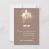 White Orchids Gold Glam Wedding RSVP Kaart (Voorkant)