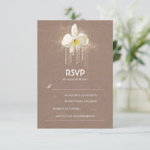 White Orchids Gold Glam Wedding RSVP Kaart (Staand voorkant)