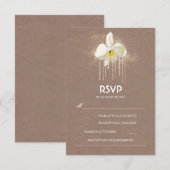 White Orchids Gold Glam Wedding RSVP Kaart (Voorkant / Achterkant)