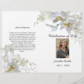 White Orchids Hummingbird Funeral Programme Flyer (Voorkant)