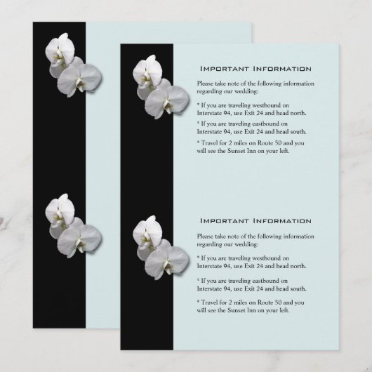 White Orchids Information 1 Sheet Kaart (Voorkant / Achterkant)