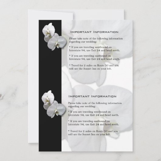 White Orchids Information Sheet 4 Kaart (Voorkant)