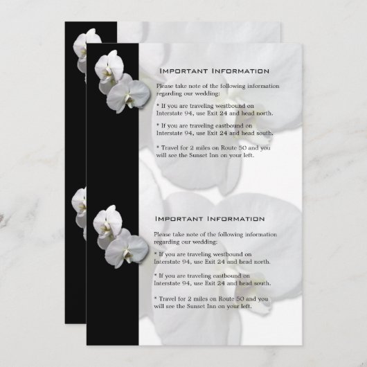 White Orchids Information Sheet 4 Kaart (Voorkant / Achterkant)