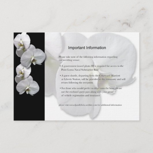 White Orchids Information Sheet Informatiekaartje (Voorkant)