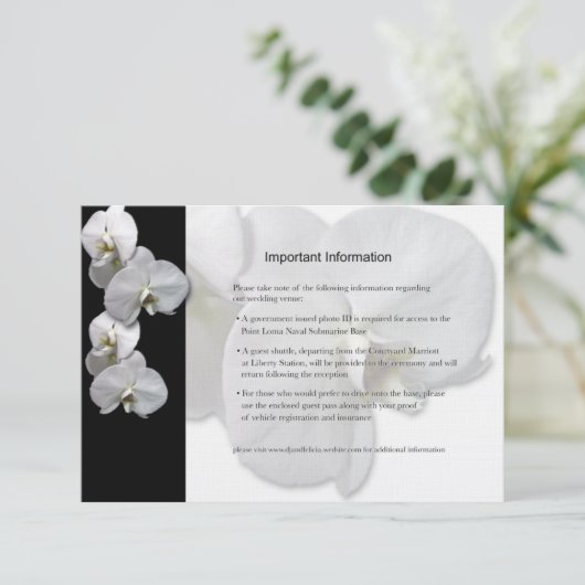 White Orchids Information Sheet Informatiekaartje (Staand voorkant)