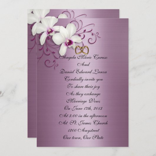 White Orchids Invitation Kaart (Voorkant / Achterkant)