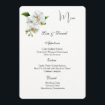 White Orchids Menu Card<br><div class="desc">This Menu Card template is shown on the basic paper in white with a lovely white orchid print design. Script and standard text are in a black color. Customize the names and menu items by clicking the customize or edit button, use the offered templates to change to your information. Licensed...</div>