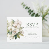 White Orchids Menu Choices RSVP Response Kaart (Staand voorkant)