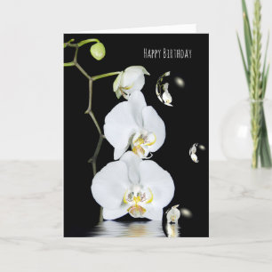 white orchids met bubble reflection birthday kaart