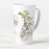 White Orchids Name Sjabloon Elegant Gift Latte Mok (Rechterhoek)