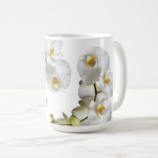 White Orchids Name Sjabloon Elegant Gift Mok (Voorkant rechts)