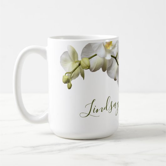 White Orchids Name Sjabloon Elegant Gift Mok (Links)