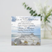 White Orchids Ocean Waves Wedding Kaart (Staand voorkant)