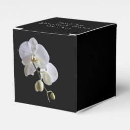 White Orchids on Black Wedding Bedankdoosjes