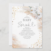 White Orchids Pampas Grass Baby shower Sprinkle Kaart (Voorkant)