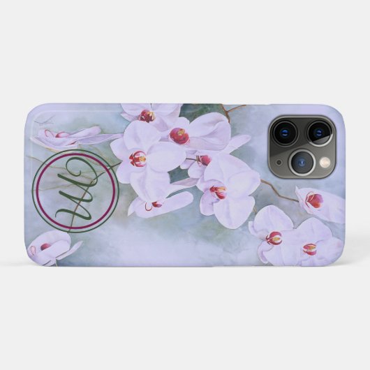 White Orchids Pink Centers Waterverf Monogram Case-Mate iPhone Case (Achterkant (horizontaal))