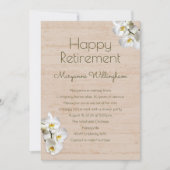 White Orchids Rustic Retirement Party Uitnodiging (Voorkant)