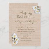 White Orchids Rustic Retirement Party Uitnodiging (Voorkant / Achterkant)