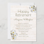 White Orchids Rustic Retirement Party Uitnodiging (Voorkant)