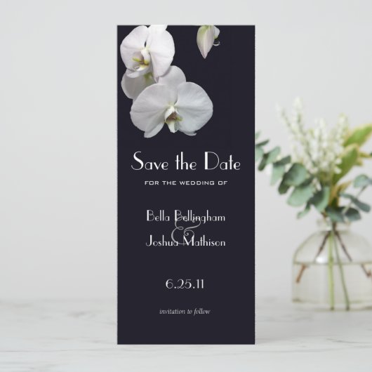 White Orchids Save the Date Notice (Staand voorkant)