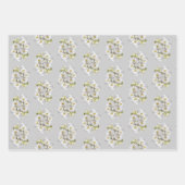 White Orchids Silver Grey Wrapping Paper Sheets (Voorkant 3)