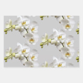 White Orchids Silver Grey Wrapping Paper Sheets (Voorkant 2)