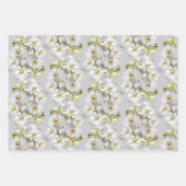 White Orchids Silver Grey Wrapping Paper Sheets (Voorkant)