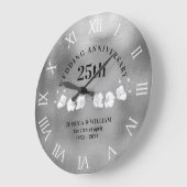 White Orchids Silver Wedding Jubileum Keepslag Grote Klok (Hoek)