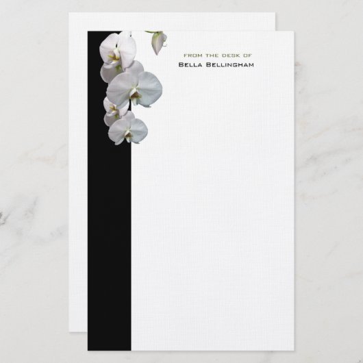 White Orchids Stationery Briefpapier (Voorkant / Achterkant)