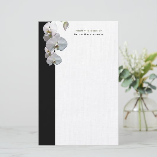 White Orchids Stationery Briefpapier (Staand voorkant)