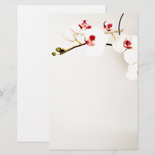 White Orchids Stationery Briefpapier (Voorkant / Achterkant)