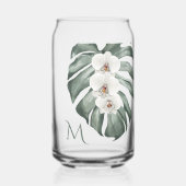 White Orchids Tropical met Monogram Initiaal Blikvorm Glas (Voorkant)