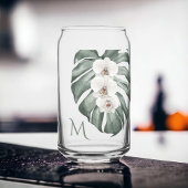 White Orchids Tropical met Monogram Initiaal Blikvorm Glas