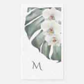 White Orchids Tropical met Monogram Initiaal Servet (Voorkant)