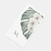 White Orchids Tropical met Monogram Initiaal Servet (Hoek)