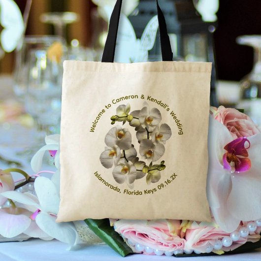 White Orchids Weddenschap Welkom Aangepast Tote Bag