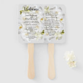 White Orchids Wedding Fan Program Sjabloon Handwaaier (Voorkant en achterkant)