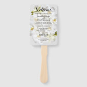 White Orchids Wedding Fan Program Sjabloon Handwaaier (Voorkant)