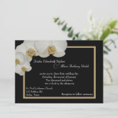 White Orchids Wedding Invitation Kaart (Staand voorkant)