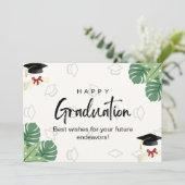 White Organic Graduation Kaart (Staand voorkant)