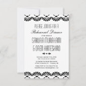 White Oriental Art Deco Style Rehearsal Dinner Kaart (Voorkant)