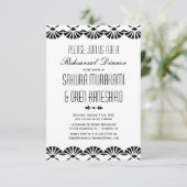 White Oriental Art Deco Style Rehearsal Dinner Kaart (Staand voorkant)