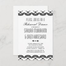 White Oriental Art Deco Style Rehearsal Dinner