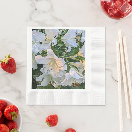 White Oriental Lilies Floral Servet (Insitu)