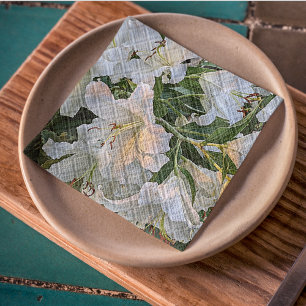 White Oriental Lilies Floral Servet